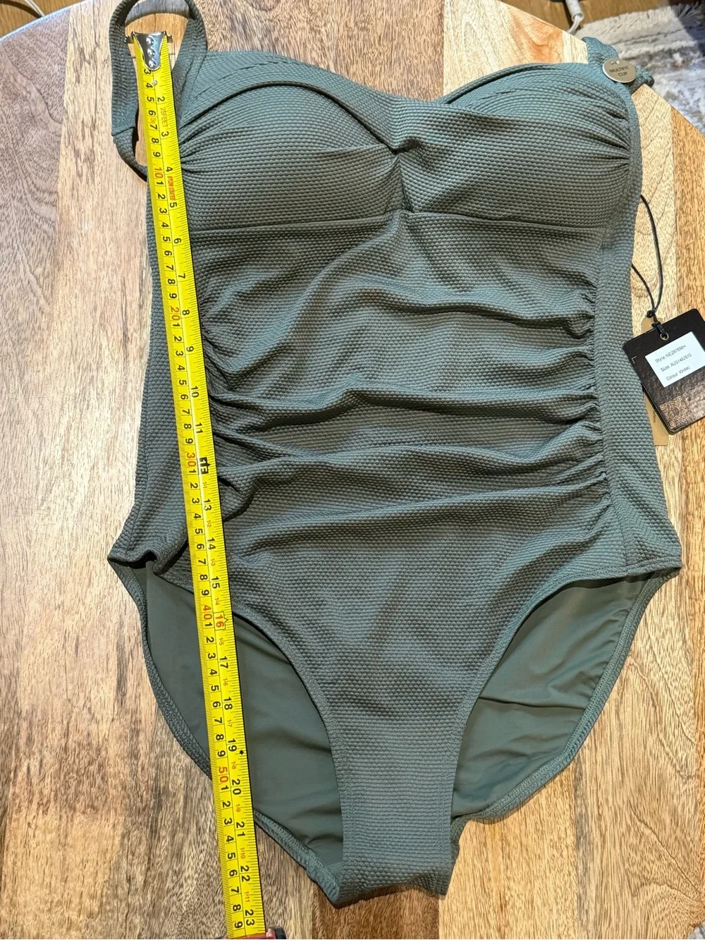 NipTuck Olive One-Piece Swimsuit Twist Front Control Slimming multi-cup size 10